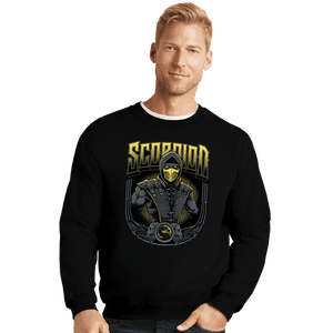 Daily_Deal_Shirts Crewneck Sweater, Unisex / Small / Black Scorpion Crest