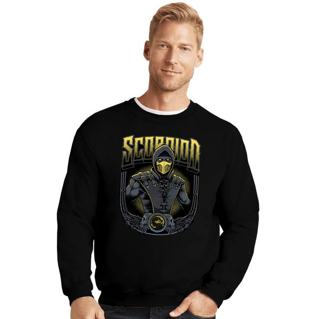 Daily_Deal_Shirts Crewneck Sweater, Unisex / Small / Black Scorpion Crest