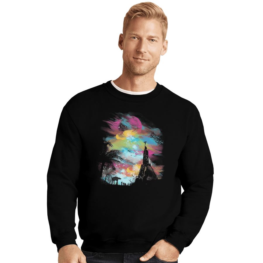 Shirts Crewneck Sweater, Unisex / Small / Black Sunset On Scarif