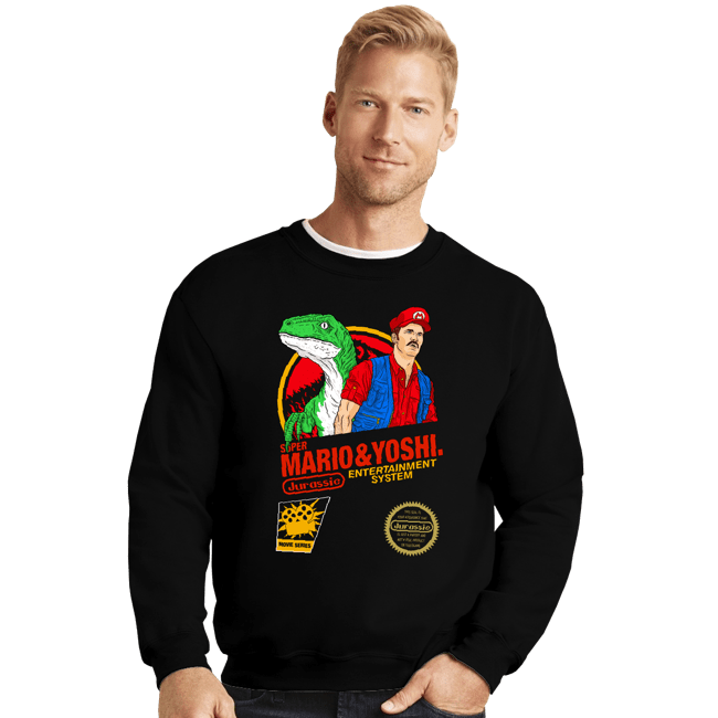 Daily_Deal_Shirts Crewneck Sweater, Unisex / Small / Black Jurassic Bros