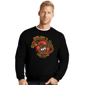 Daily_Deal_Shirts Crewneck Sweater, Unisex / Small / Black Dhalsim's Yoga Studio