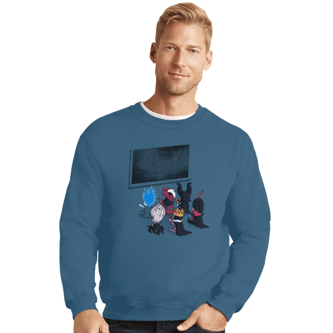 Shirts Crewneck Sweater, Unisex / Small / Indigo Blue School Of Villains