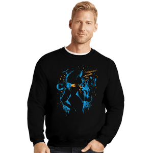 Daily_Deal_Shirts Crewneck Sweater, Unisex / Small / Black Swimming Bird