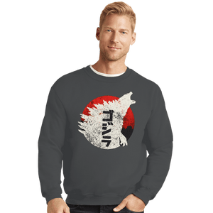 Secret_Shirts Crewneck Sweater, Unisex / Small / Charcoal Kaiju Through Japan