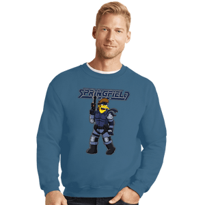 Daily_Deal_Shirts Crewneck Sweater, Unisex / Small / Indigo Blue Solid Snake