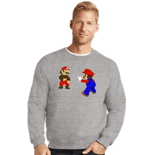 Load image into Gallery viewer, Shirts Crewneck Sweater, Unisex / Small / Sports Grey Mario Spider-Meme
