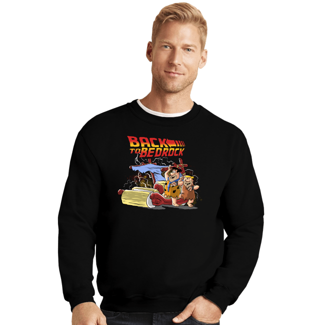 Daily_Deal_Shirts Crewneck Sweater, Unisex / Small / Black Back to Bedrock