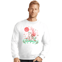 Load image into Gallery viewer, Secret_Shirts Crewneck Sweater, Unisex / Small / White Wolf Blossoming Breeze
