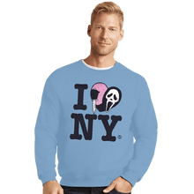 Load image into Gallery viewer, Daily_Deal_Shirts Crewneck Sweater, Unisex / Small / Powder Blue Ghostface Loves NY
