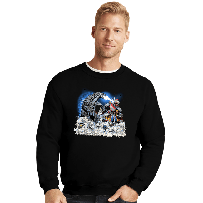 Secret_Shirts Crewneck Sweater, Unisex / Small / Black Godzilla V Megazord