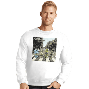 Shirts Crewneck Sweater, Unisex / Small / White Flabby Road