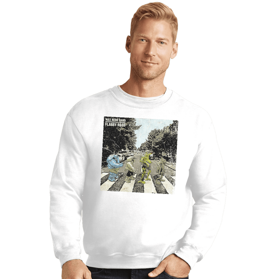 Shirts Crewneck Sweater, Unisex / Small / White Flabby Road