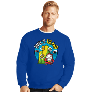 Shirts Crewneck Sweater, Unisex / Small / Royal Blue Emil Island