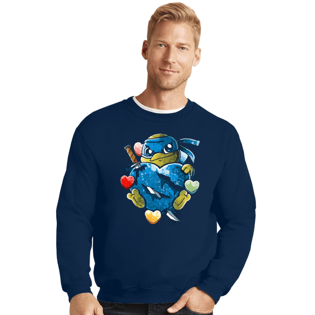 Daily_Deal_Shirts Crewneck Sweater, Unisex / Small / Navy Love Strong