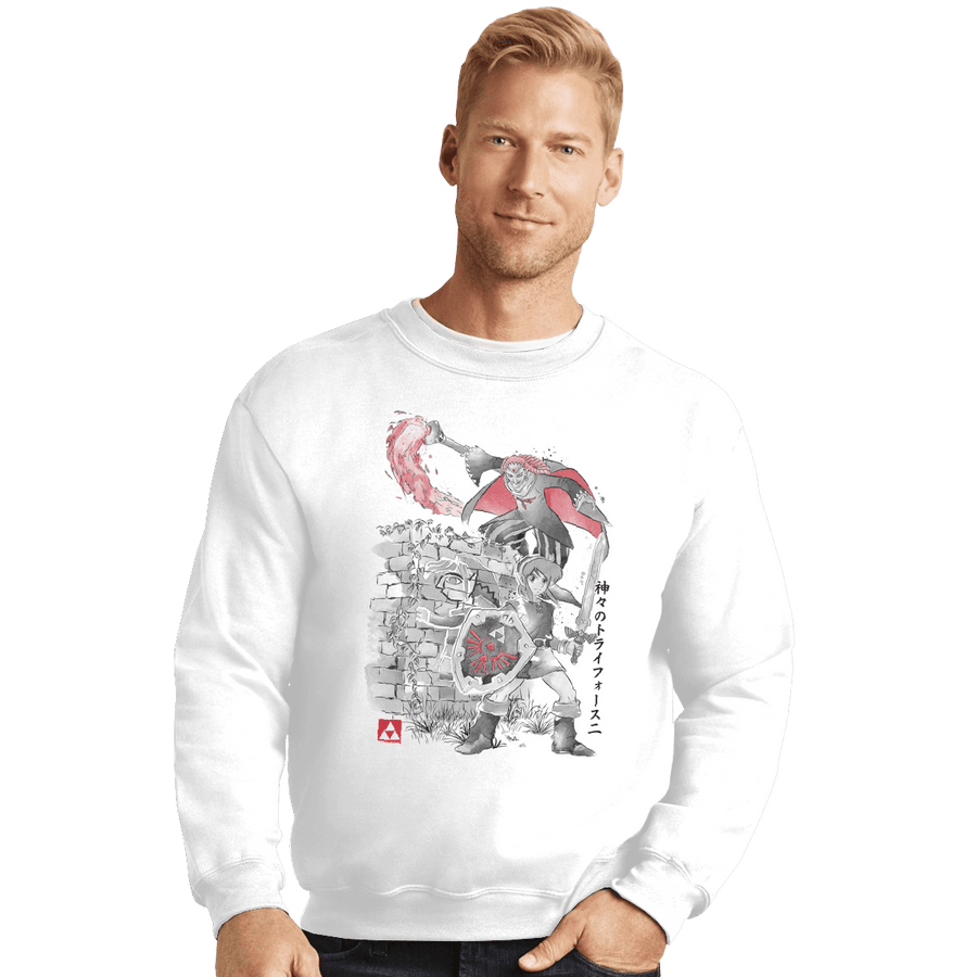 Shirts Crewneck Sweater, Unisex / Small / White Between Worlds Sumi-e