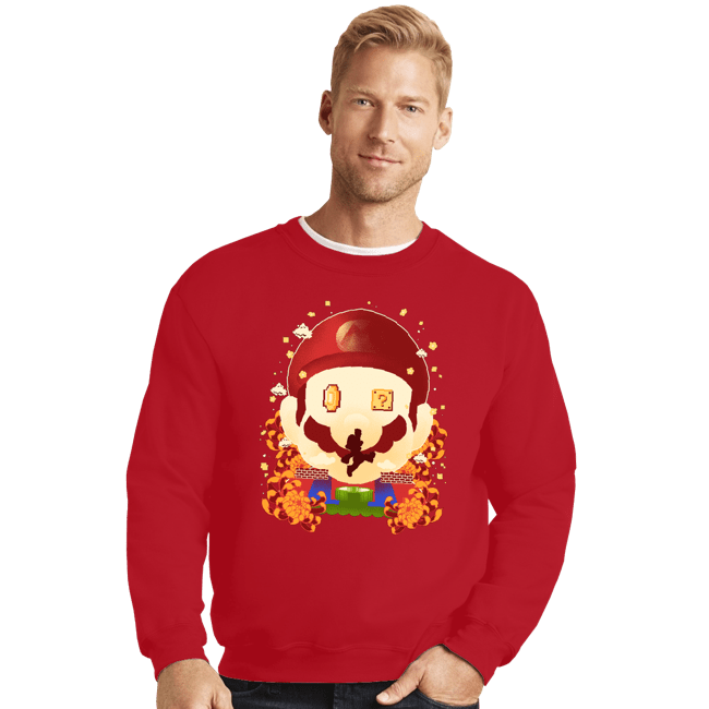 Daily_Deal_Shirts Crewneck Sweater, Unisex / Small / Red Mario Memories