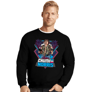 Daily_Deal_Shirts Crewneck Sweater, Unisex / Small / Black Chunk Norris