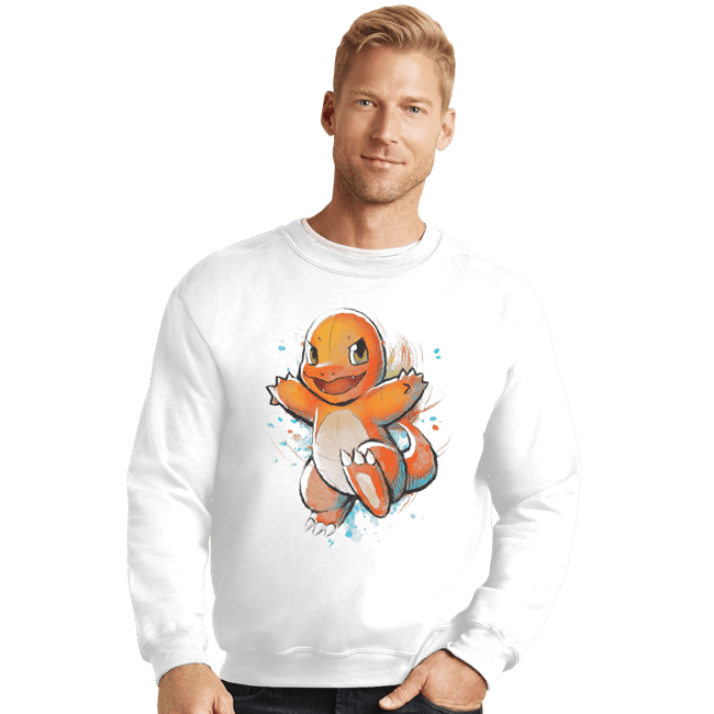 Shirts Crewneck Sweater, Unisex / Small / White Fire Ink