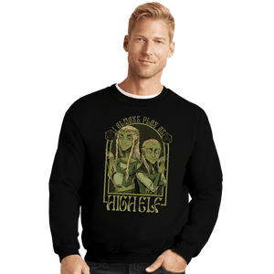 Shirts Crewneck Sweater, Unisex / Small / Black I Always Play As High Elf