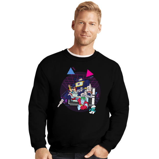 Daily_Deal_Shirts Crewneck Sweater, Unisex / Small / Black Retro Roll-Call