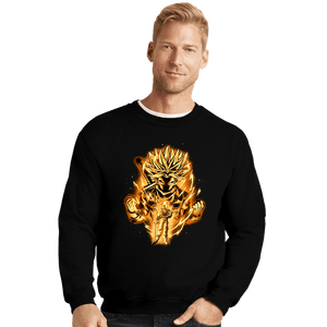 Daily_Deal_Shirts Crewneck Sweater, Unisex / Small / Black Golden Saiyan Trunks