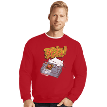 Load image into Gallery viewer, Shirts Crewneck Sweater, Unisex / Small / Red Doomsday Cat
