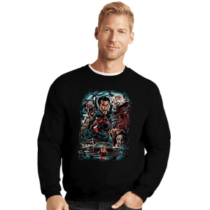 Daily_Deal_Shirts Crewneck Sweater, Unisex / Small / Black Kicking The Devil