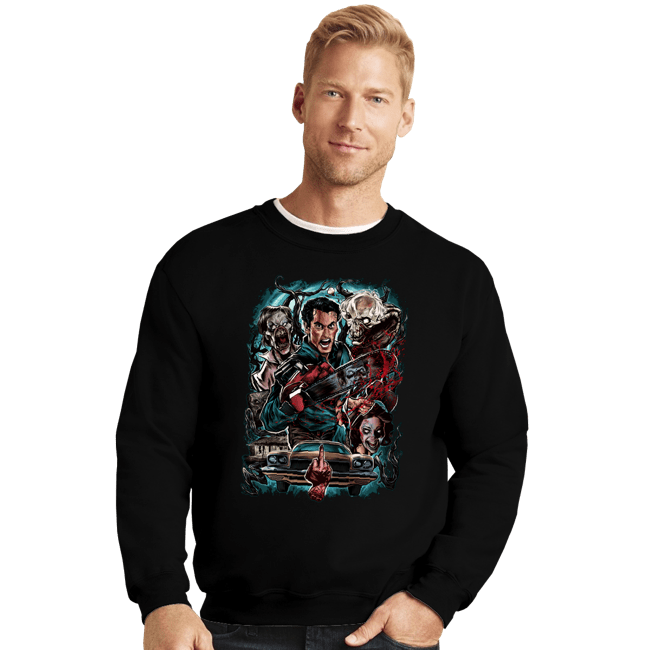 Daily_Deal_Shirts Crewneck Sweater, Unisex / Small / Black Kicking The Devil