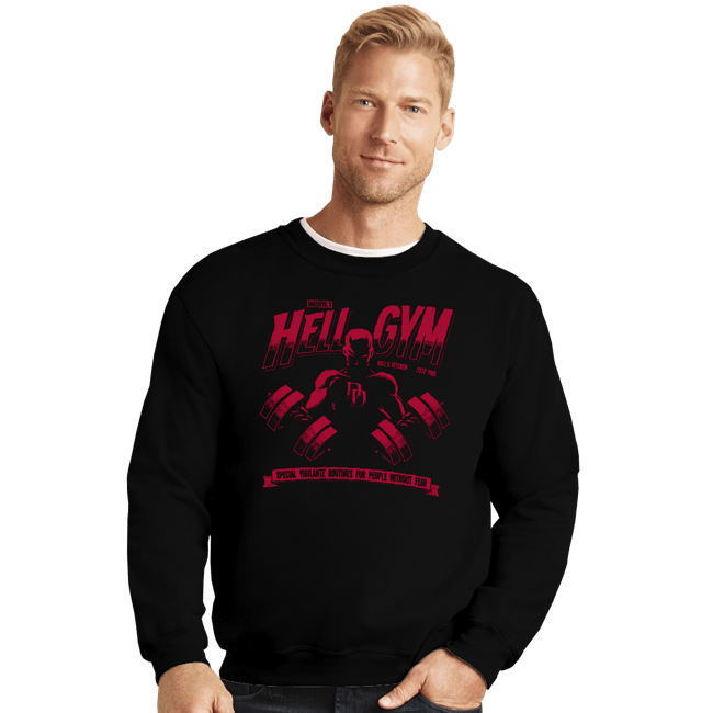 Daily_Deal_Shirts Crewneck Sweater, Unisex / Small / Black Hell Gym