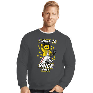 Shirts Crewneck Sweater, Unisex / Small / Charcoal I Want To Brick Free