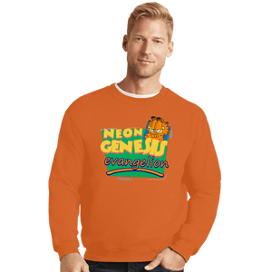 Shirts Crewneck Sweater, Unisex / Small / Red Neon Garfield Evangelion Orange