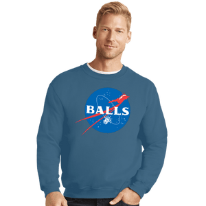 Secret_Shirts Crewneck Sweater, Unisex / Small / Indigo Blue Balls