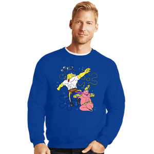 Daily_Deal_Shirts Crewneck Sweater, Unisex / Small / Royal Blue Sponge Knight Returns