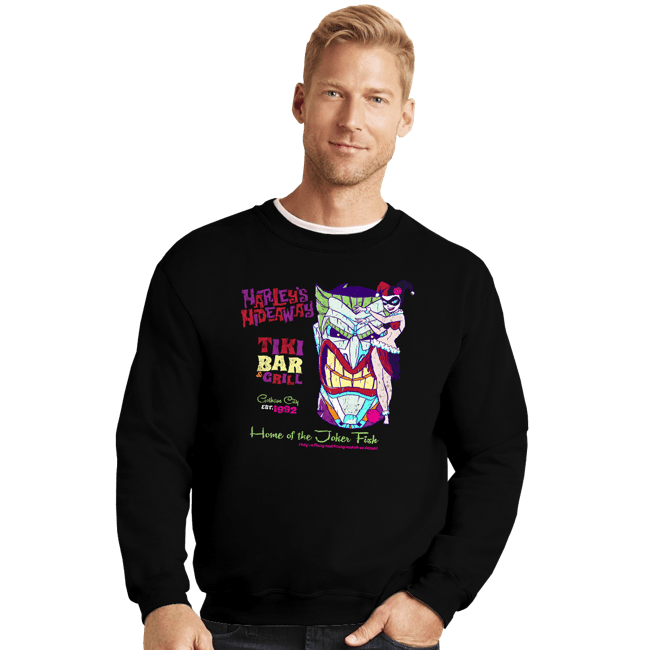 Daily_Deal_Shirts Crewneck Sweater, Unisex / Small / Black Harley's Hideaway