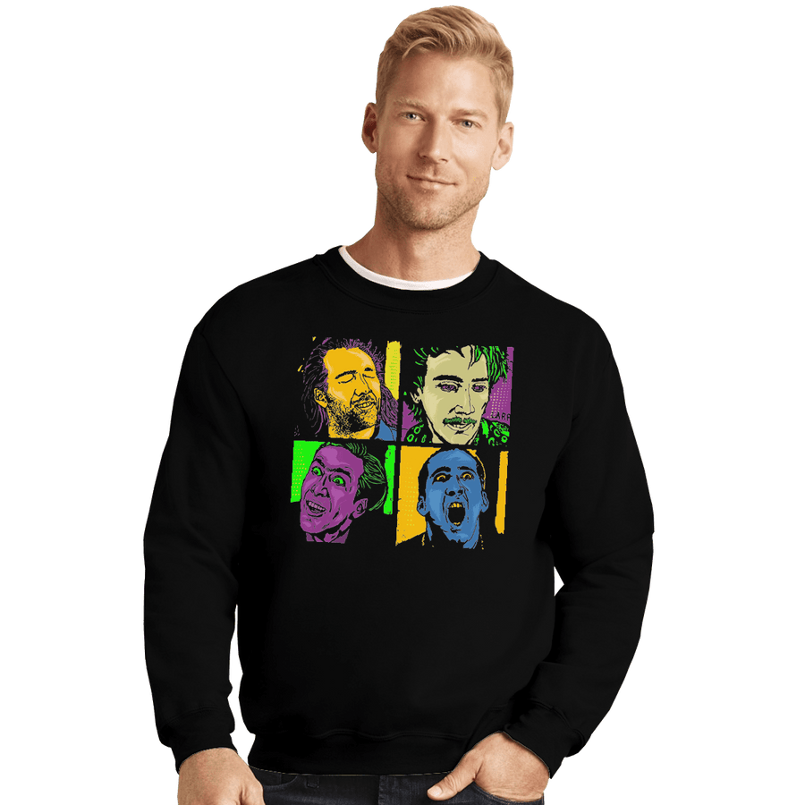 Shirts Crewneck Sweater, Unisex / Small / Black Pop Cage