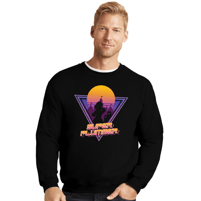 Secret_Shirts Crewneck Sweater, Unisex / Small / Black Super Plumber