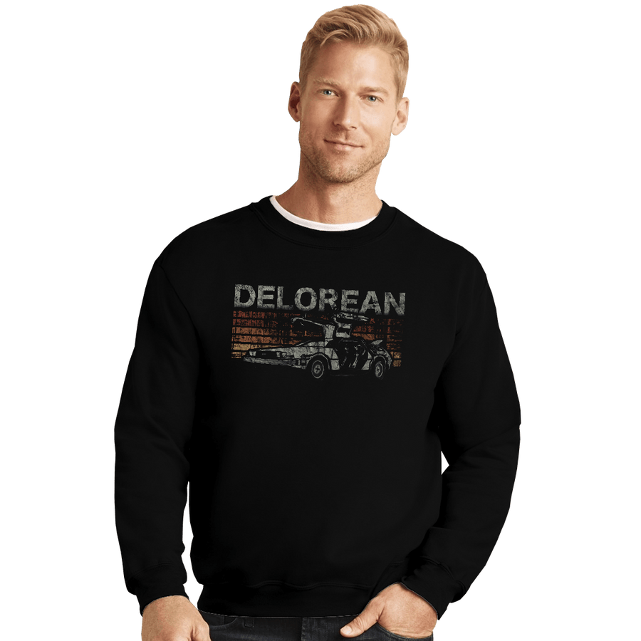 Secret_Shirts Crewneck Sweater, Unisex / Small / Black Retro DeLorean