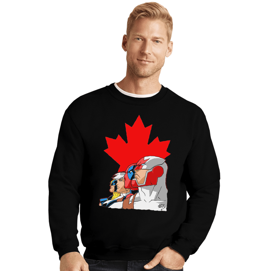 Shirts Crewneck Sweater, Unisex / Small / Black Captain Canuck And Team Canada