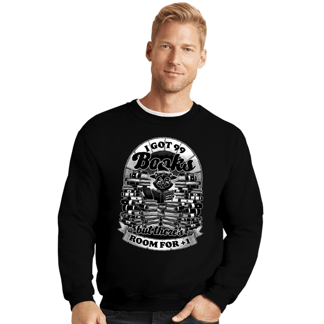 Secret_Shirts Crewneck Sweater, Unisex / Small / Black Cat, Witch, Books.