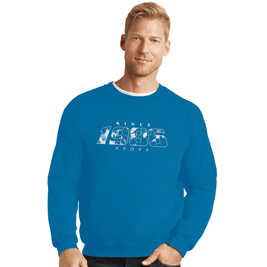Shirts Crewneck Sweater, Unisex / Small / Sapphire Metroid 1986