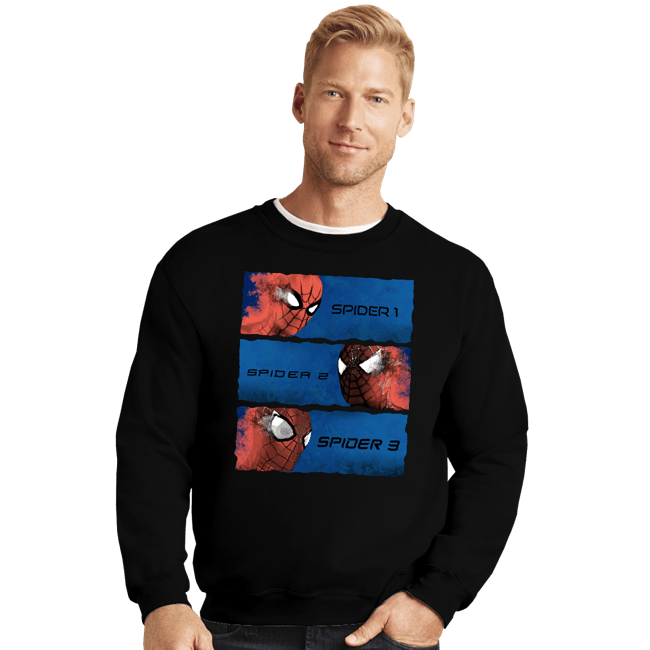 Daily_Deal_Shirts Crewneck Sweater, Unisex / Small / Black Spiders