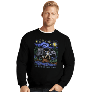 Daily_Deal_Shirts Crewneck Sweater, Unisex / Small / Black I Live In A Van Gogh