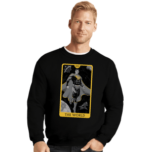 Daily_Deal_Shirts Crewneck Sweater, Unisex / Small / Black JL Tarot - The World