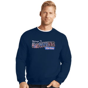 Shirts Crewneck Sweater, Unisex / Small / Navy Hawkins Fun Fair
