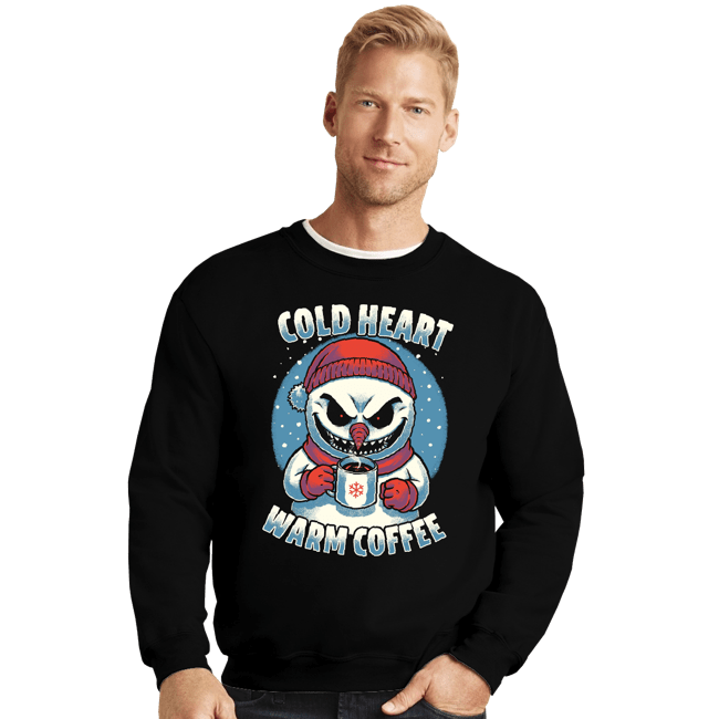 Secret_Shirts Crewneck Sweater, Unisex / Small / Black Cold Heart Warm Coffee