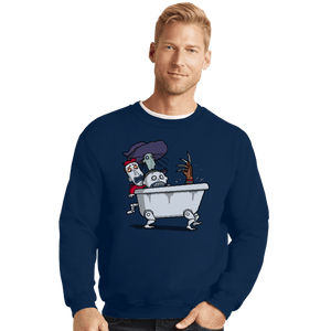 Daily_Deal_Shirts Crewneck Sweater, Unisex / Small / Navy Halloween Bathtub
