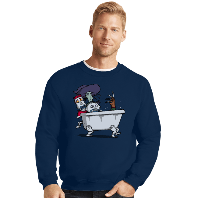 Daily_Deal_Shirts Crewneck Sweater, Unisex / Small / Navy Halloween Bathtub