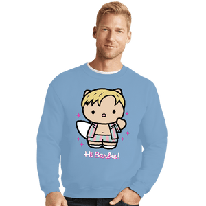 Daily_Deal_Shirts Crewneck Sweater, Unisex / Small / Powder Blue Waving Doll