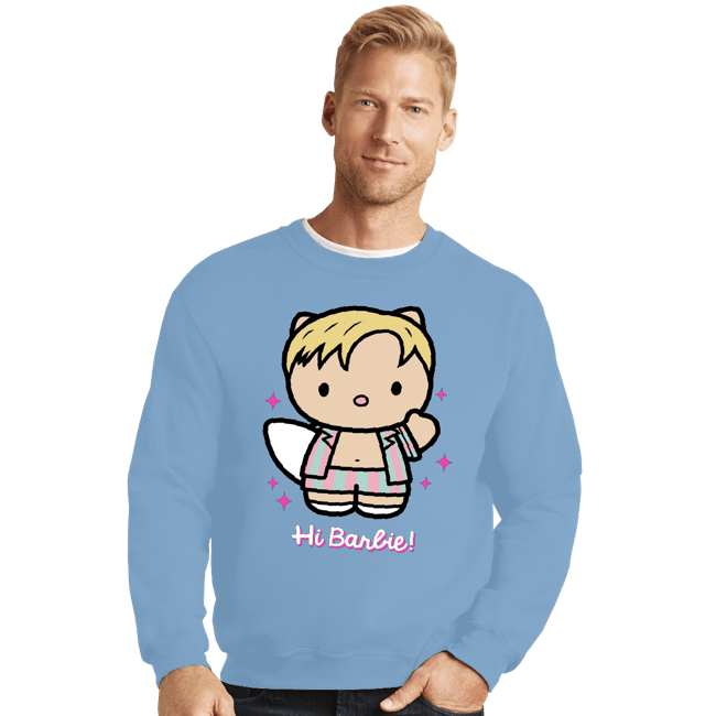 Daily_Deal_Shirts Crewneck Sweater, Unisex / Small / Powder Blue Waving Doll