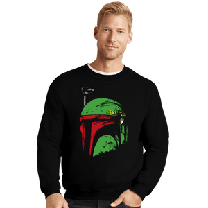 Shirts Crewneck Sweater, Unisex / Small / Black Bounty Hunter Helmet